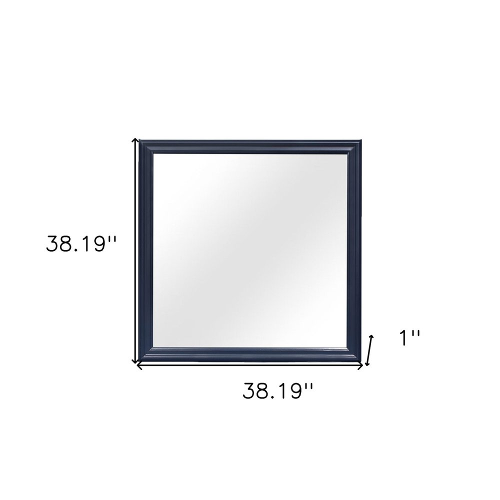 38" Blue Square Wood Framed Accent Mirror HomeRoots