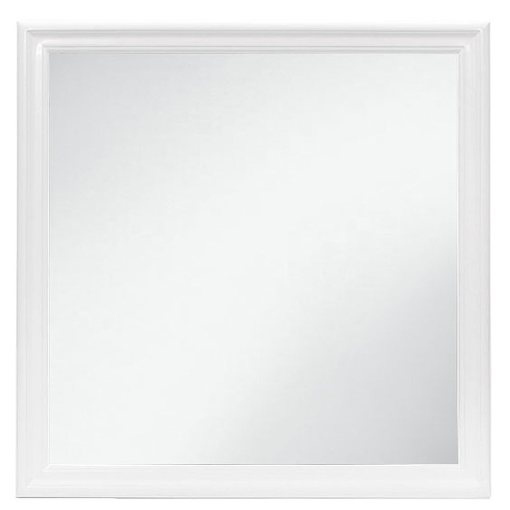 38" White Square Wood Framed Accent Mirror HomeRoots