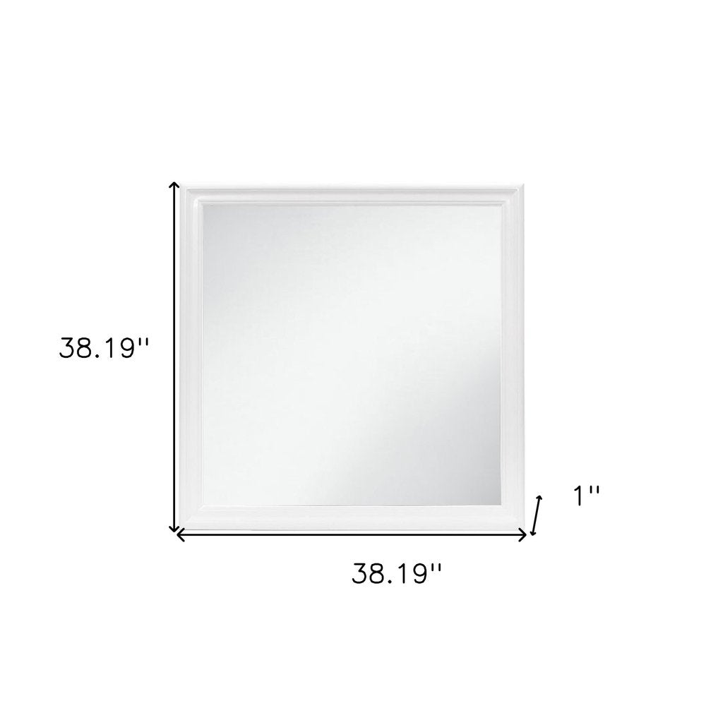 38" White Square Wood Framed Accent Mirror HomeRoots