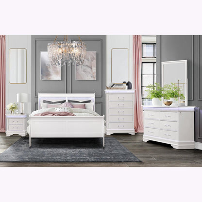 24" White Wood Lighted Two Drawer Nightstand HomeRoots