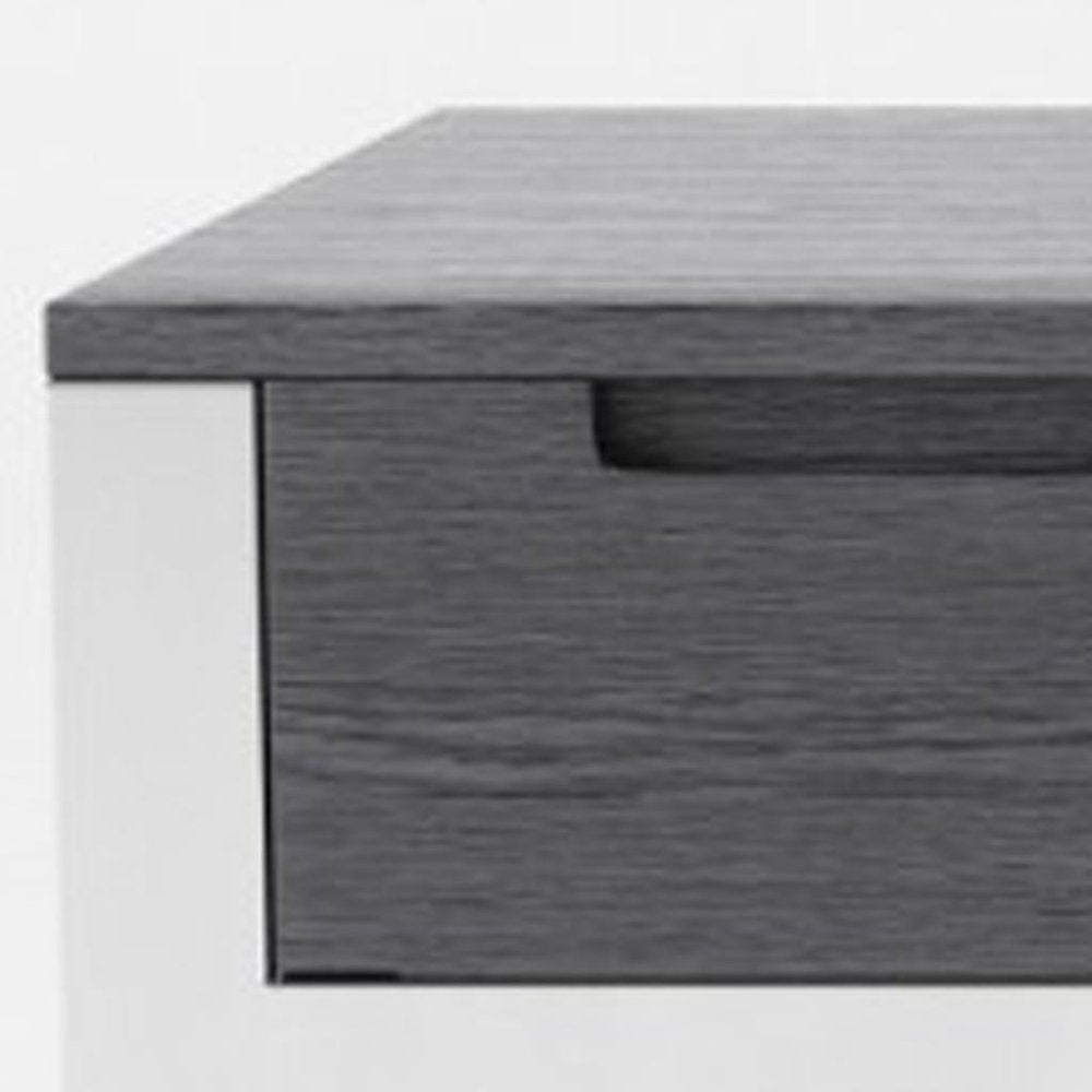 63" Gray and Silver Writing Desk With Three Drawers HomeRoots