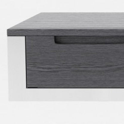 63" Gray and Silver Writing Desk With Three Drawers HomeRoots