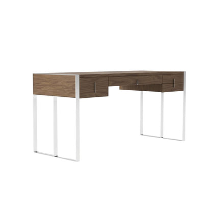 62" Brown and Silver Writing Desk With Four Drawers HomeRoots