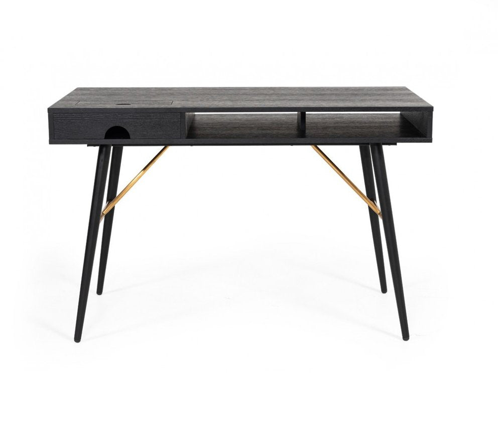 46" Black and Gold Writing Desk HomeRoots