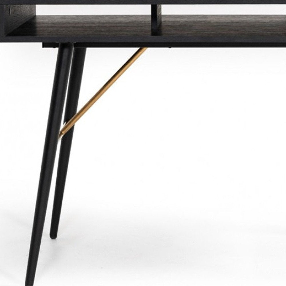 46" Black and Gold Writing Desk HomeRoots