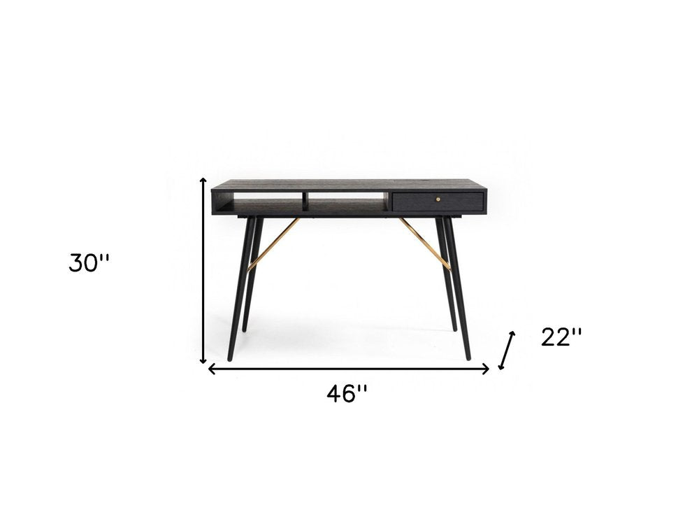46" Black and Gold Writing Desk HomeRoots