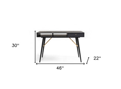46" Black and Gold Writing Desk HomeRoots