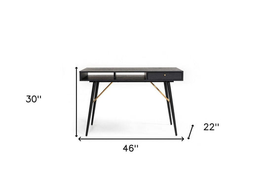 46" Black and Gold Writing Desk HomeRoots