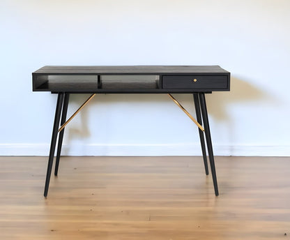 46" Black and Gold Writing Desk HomeRoots