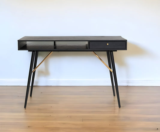 46" Black and Gold Writing Desk HomeRoots