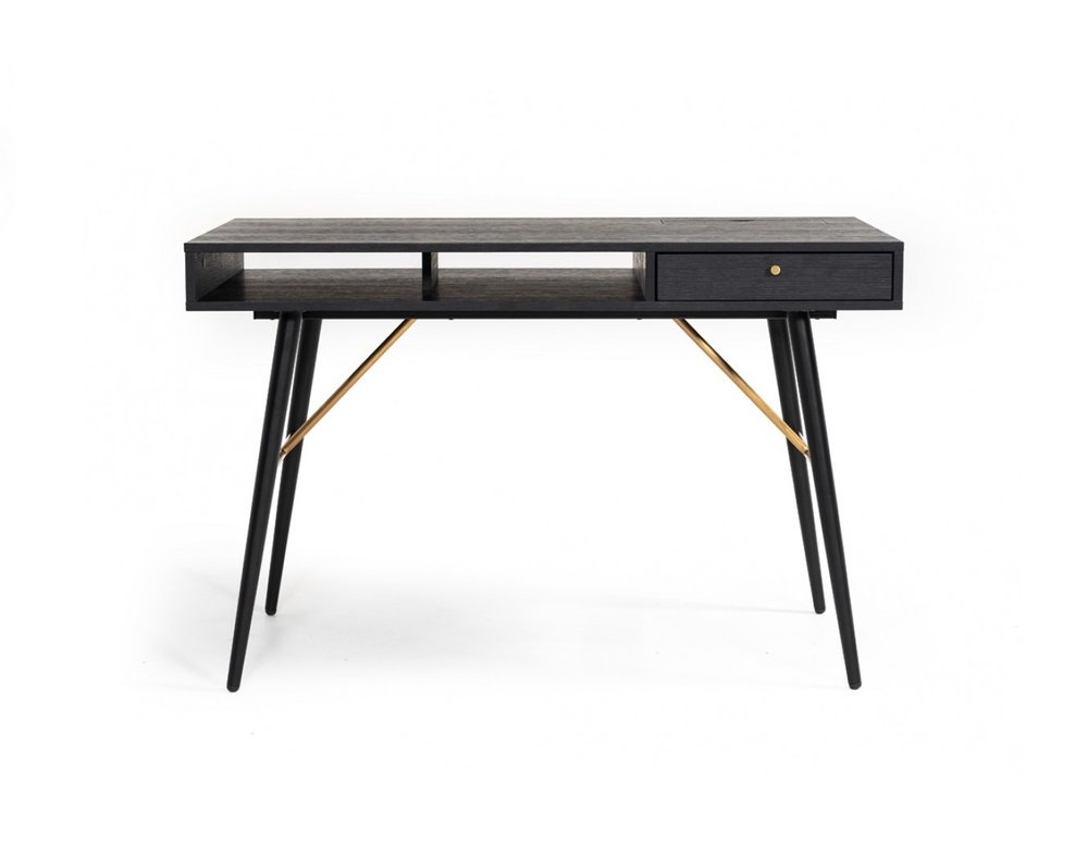 46" Black and Gold Writing Desk HomeRoots
