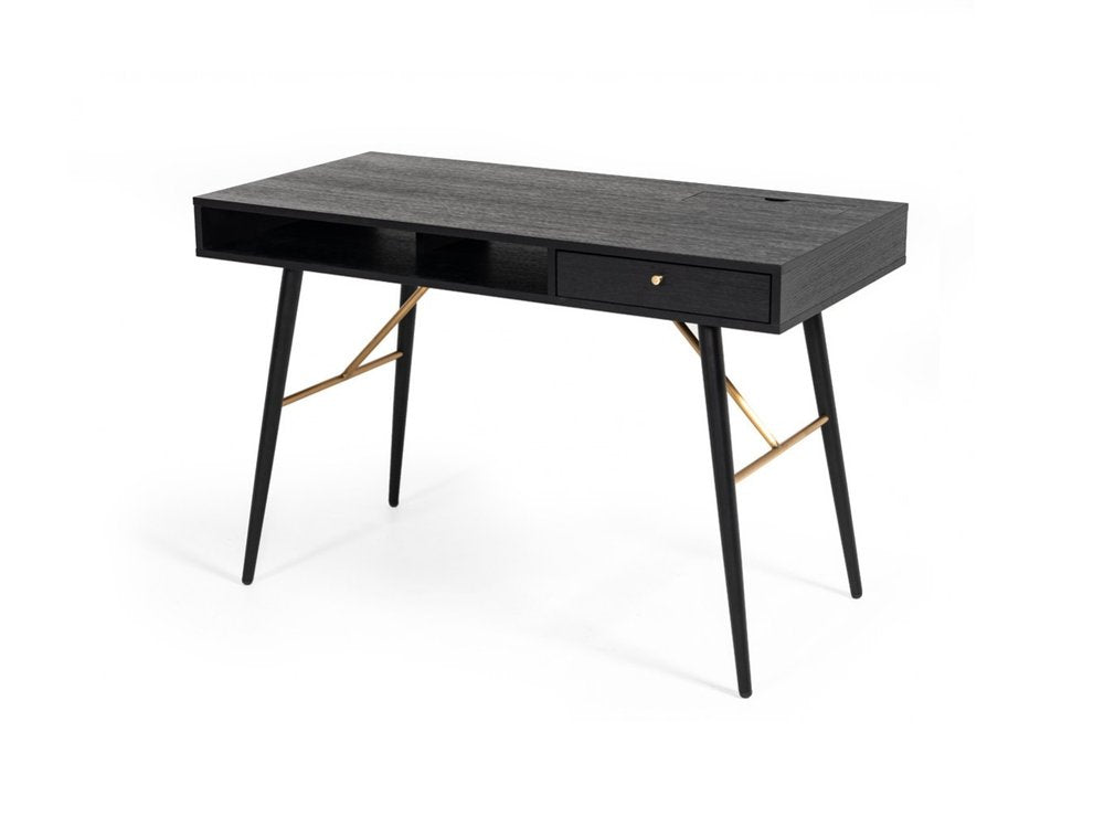 46" Black and Gold Writing Desk HomeRoots