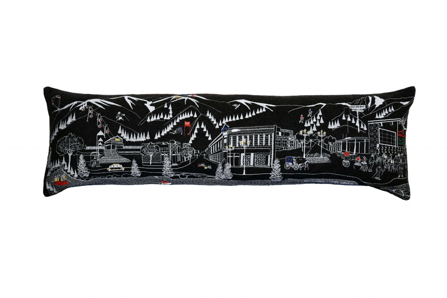 46" Black Aspen Nighttime Skyline Lumbar Decorative Pillow FurniFindUSA