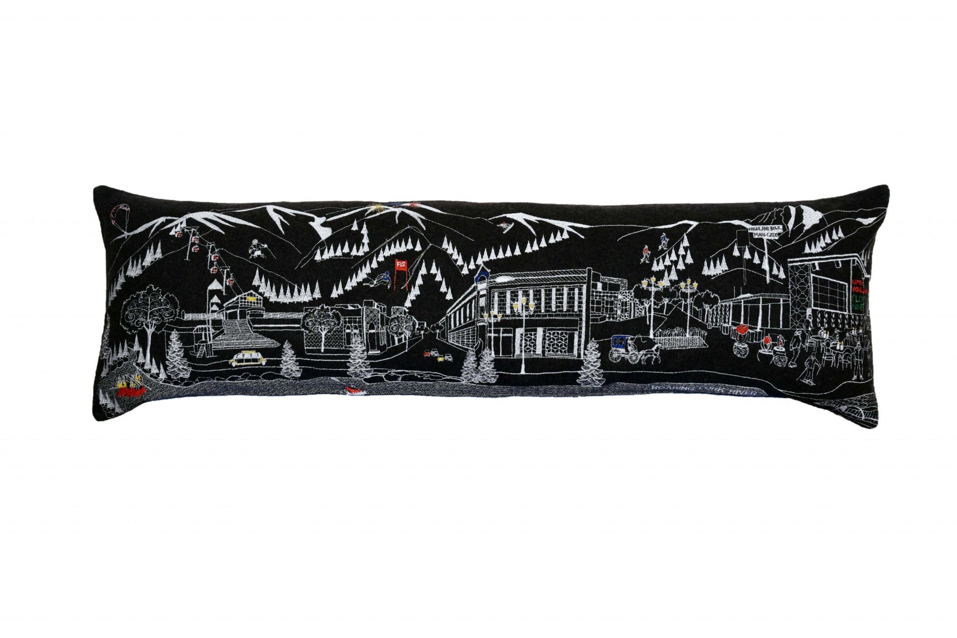 46" Black Aspen Nighttime Skyline Lumbar Decorative Pillow FurniFindUSA