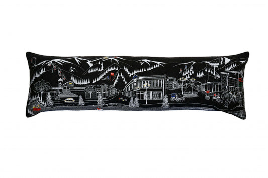 46" Black Aspen Nighttime Skyline Lumbar Decorative Pillow FurniFindUSA