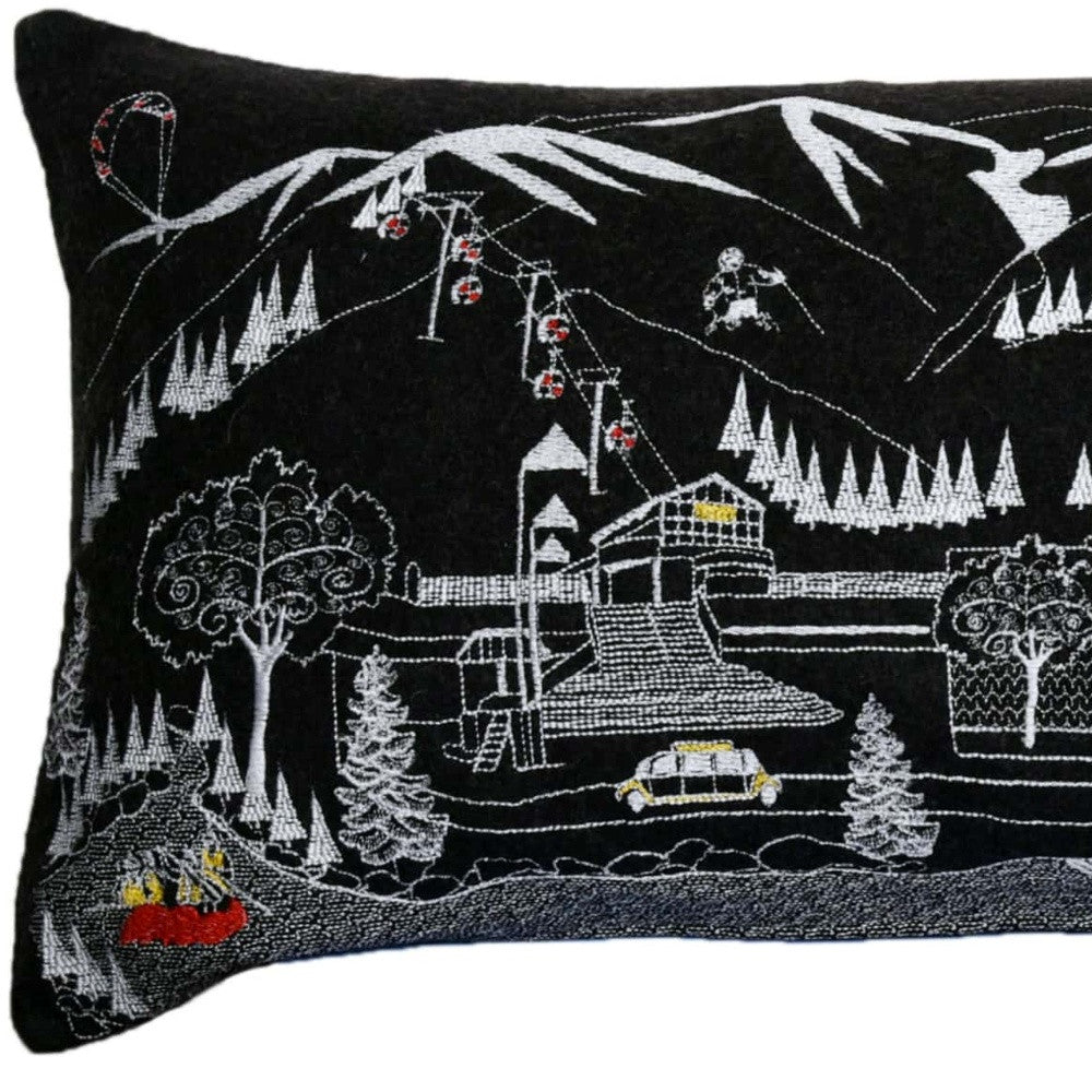46" Black Aspen Nighttime Skyline Lumbar Decorative Pillow FurniFindUSA
