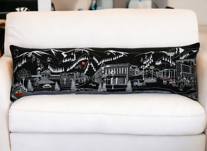 46" Black Aspen Nighttime Skyline Lumbar Decorative Pillow FurniFindUSA