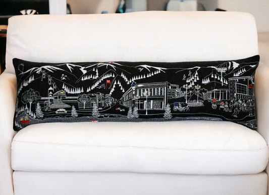 46" Black Aspen Nighttime Skyline Lumbar Decorative Pillow FurniFindUSA