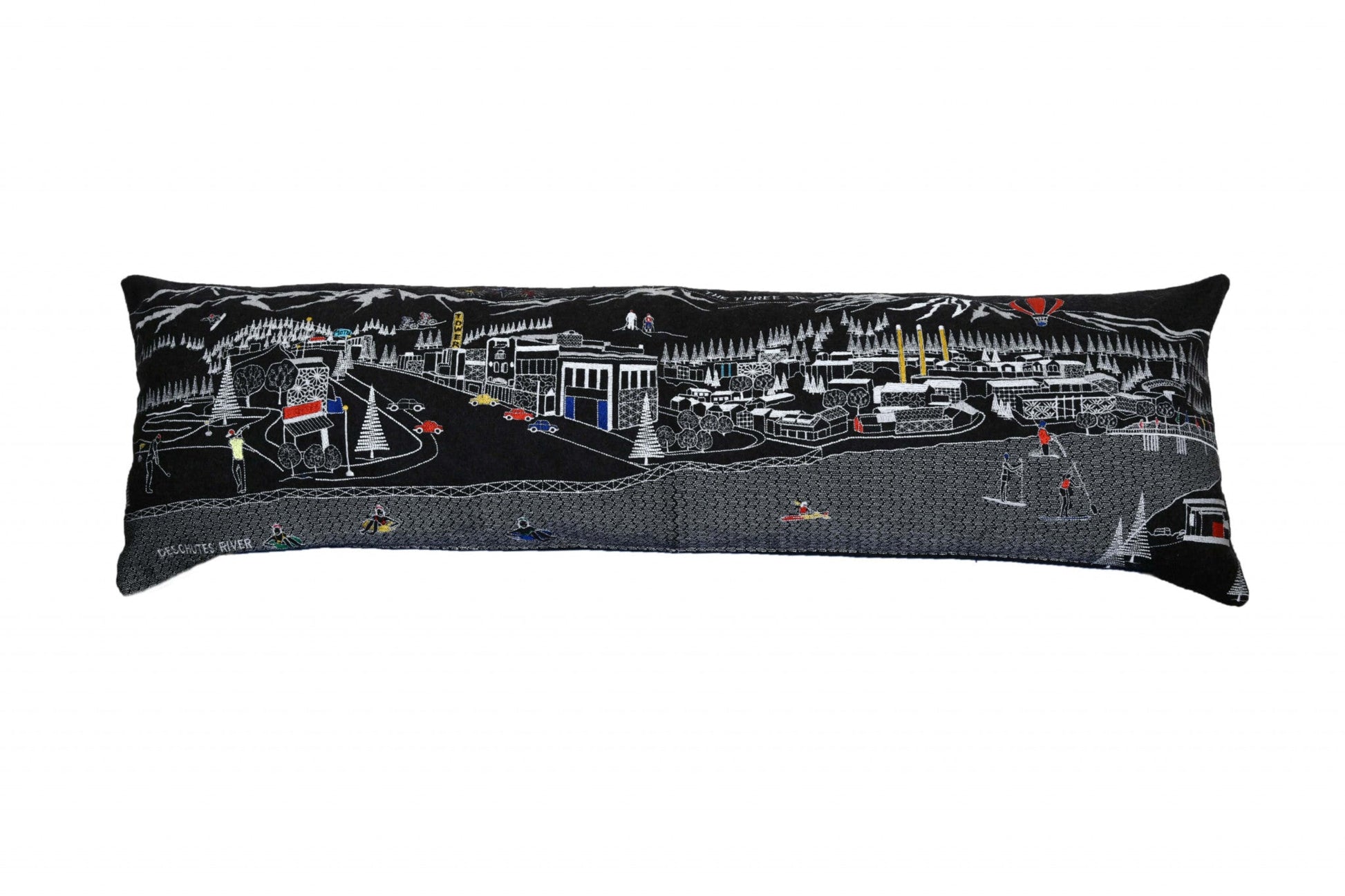 46" Black Bend Nighttime Skyline Lumbar Decorative Pillow FurniFindUSA