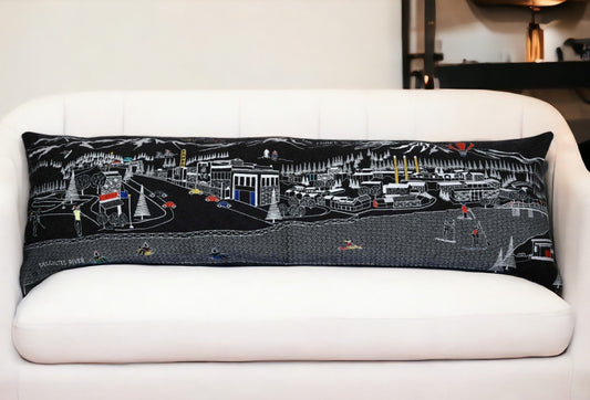 46" Black Bend Nighttime Skyline Lumbar Decorative Pillow FurniFindUSA