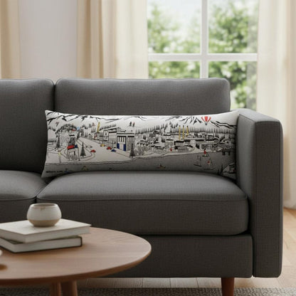 14" X 45" Dark Gray And White Bend Nighttime Skyline Lumbar Decorative Pillow HomeRoots