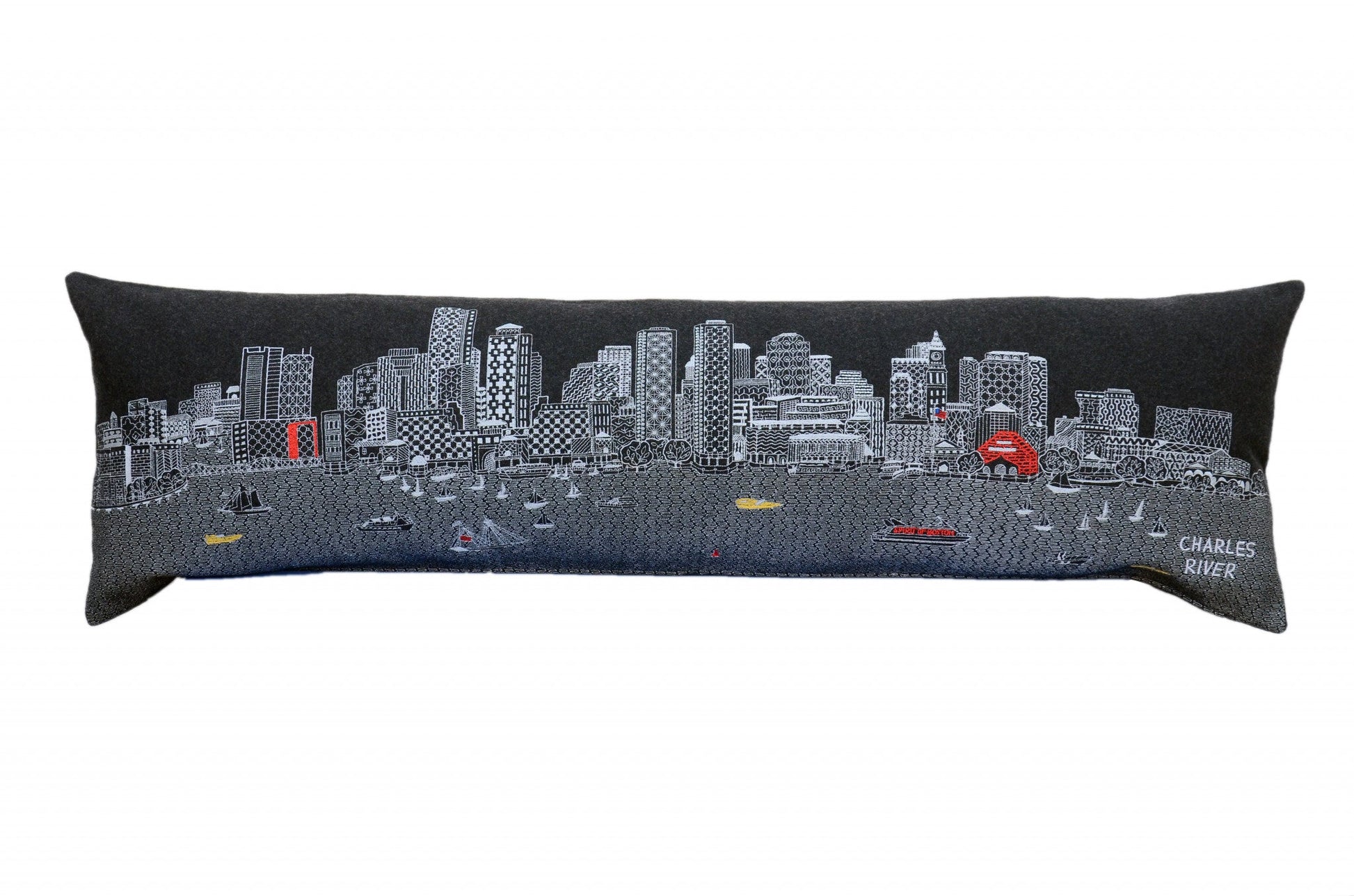 46" Black Boston Nighttime Skyline Lumbar Decorative Pillow FurniFindUSA