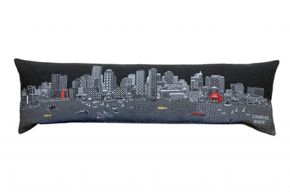 46" Black Boston Nighttime Skyline Lumbar Decorative Pillow FurniFindUSA