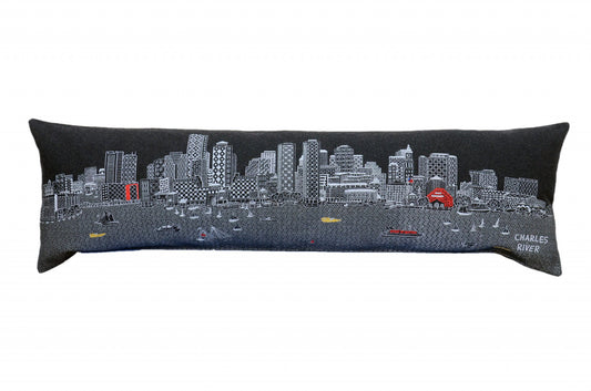 46" Black Boston Nighttime Skyline Lumbar Decorative Pillow FurniFindUSA