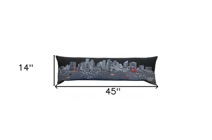 46" Black Boston Nighttime Skyline Lumbar Decorative Pillow FurniFindUSA