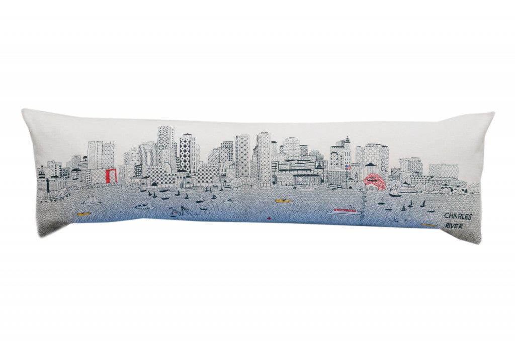 46" White Boston Daylight Skyline Lumbar Decorative Pillow FurniFindUSA