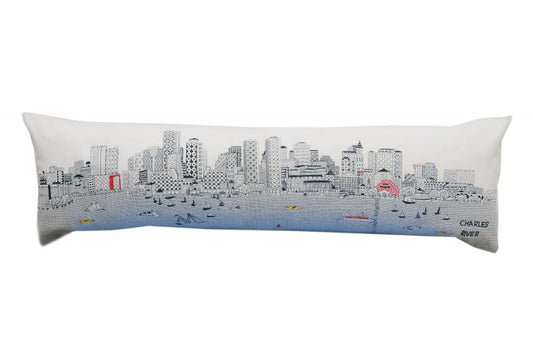 46" White Boston Daylight Skyline Lumbar Decorative Pillow FurniFindUSA