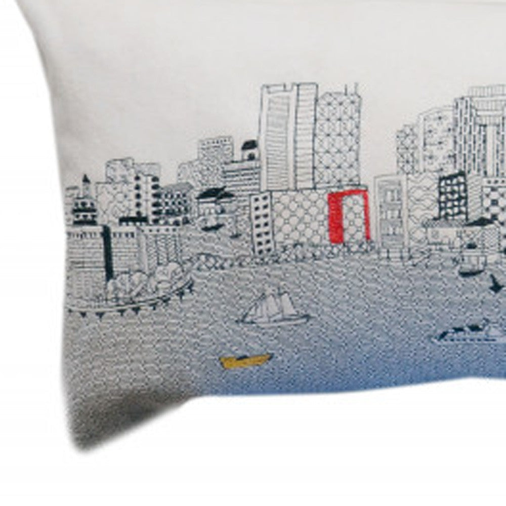 46" White Boston Daylight Skyline Lumbar Decorative Pillow FurniFindUSA