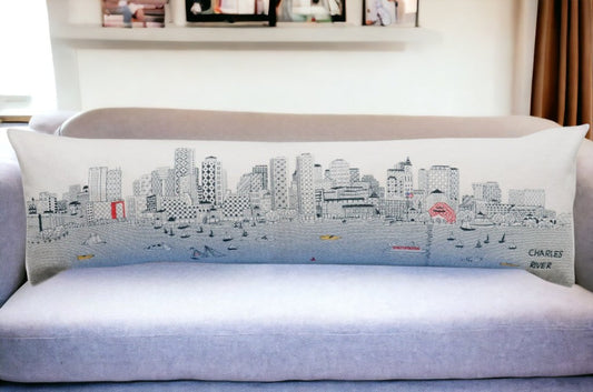 46" White Boston Daylight Skyline Lumbar Decorative Pillow FurniFindUSA