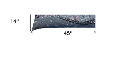 14" X 45" Dark Gray And White Chicago Nighttime Skyline Lumbar Decorative Pillow HomeRoots