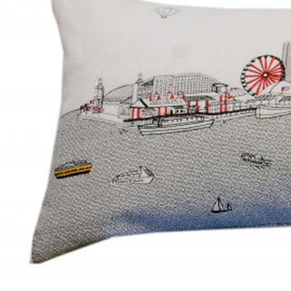46" White Chicago Daylight Skyline Lumbar Decorative Pillow FurniFindUSA