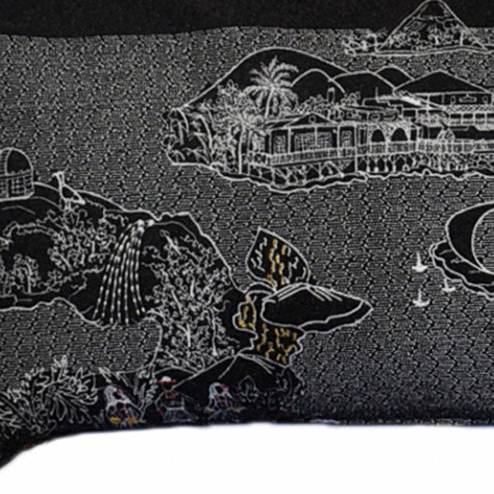 14" X 45" Dark Gray And White Hawaii Nighttime Skyline Lumbar Decorative Pillow — view 3