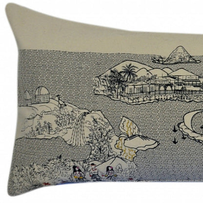 46" White Hawaii Daylight Skyline Lumbar Decorative Pillow FurniFindUSA