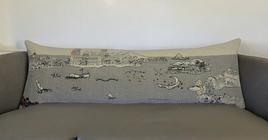 46" White Hawaii Daylight Skyline Lumbar Decorative Pillow FurniFindUSA