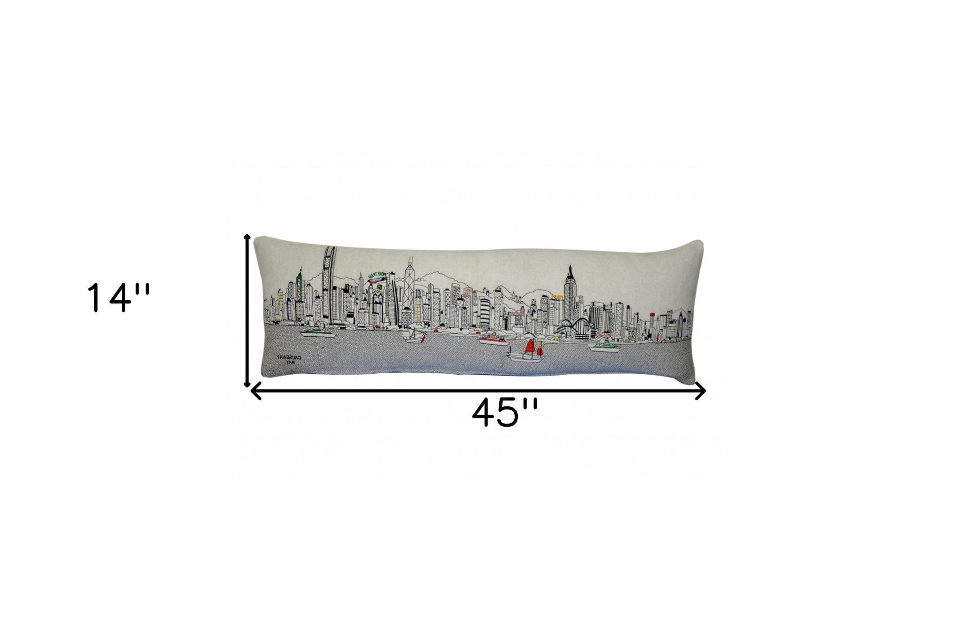 46" White Hong Kong Daylight Skyline Lumbar Decorative Pillow FurniFindUSA