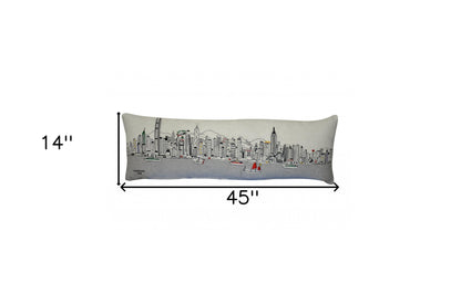 46" White Hong Kong Daylight Skyline Lumbar Decorative Pillow FurniFindUSA