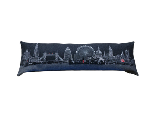 46" Black London Nighttime Skyline Lumbar Decorative Pillow FurniFindUSA