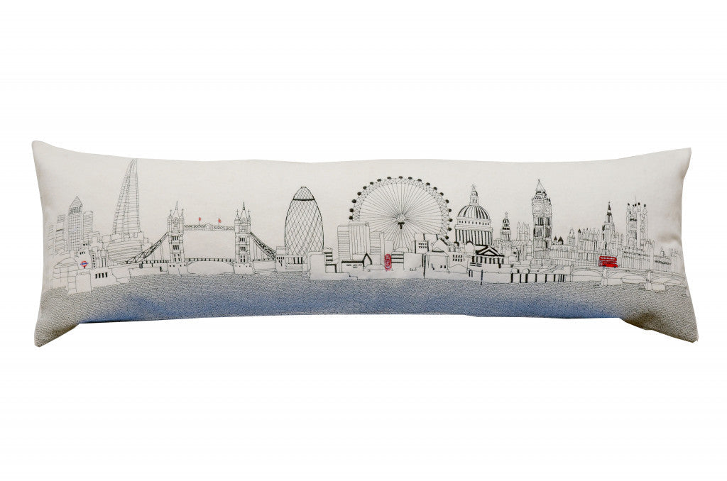 46" White London Daylight Skyline Lumbar Decorative Pillow FurniFindUSA