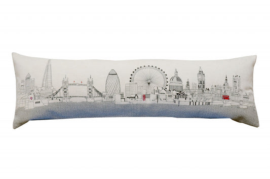 46" White London Daylight Skyline Lumbar Decorative Pillow FurniFindUSA