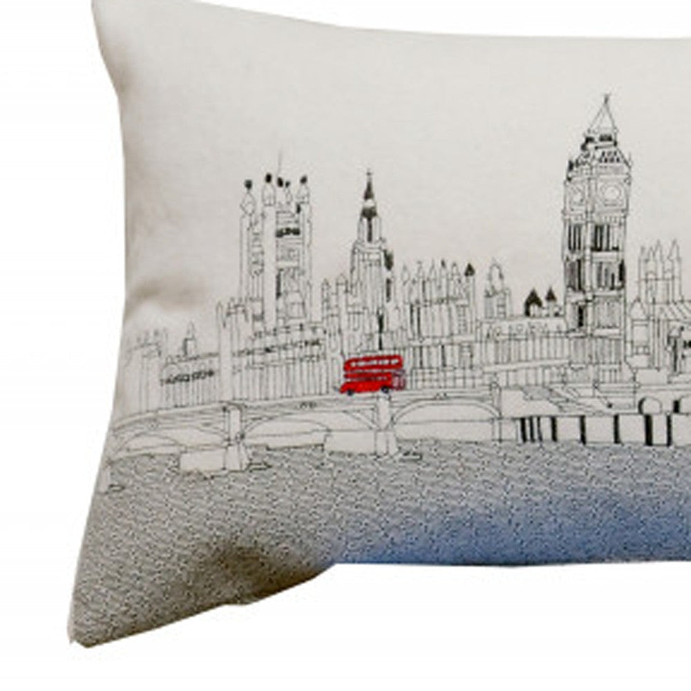 46" White London Daylight Skyline Lumbar Decorative Pillow FurniFindUSA