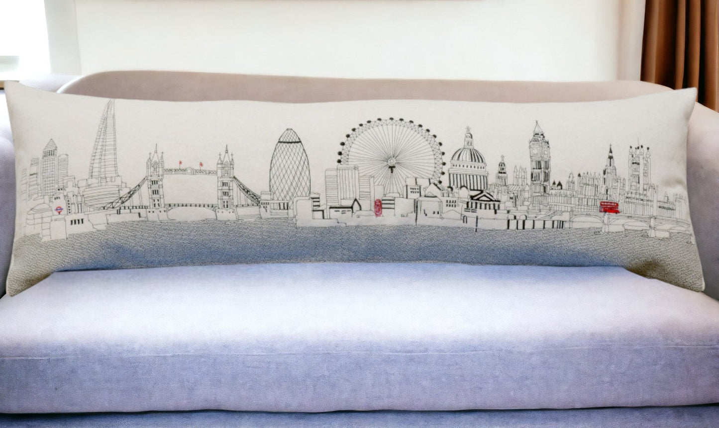 46" White London Daylight Skyline Lumbar Decorative Pillow FurniFindUSA