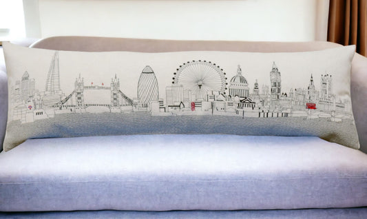46" White London Daylight Skyline Lumbar Decorative Pillow FurniFindUSA