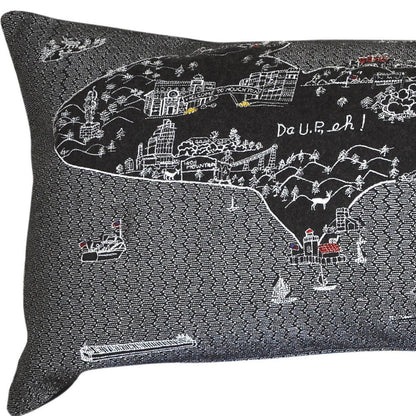 46" Black Michigan Nighttime Skyline Lumbar Decorative Pillow FurniFindUSA
