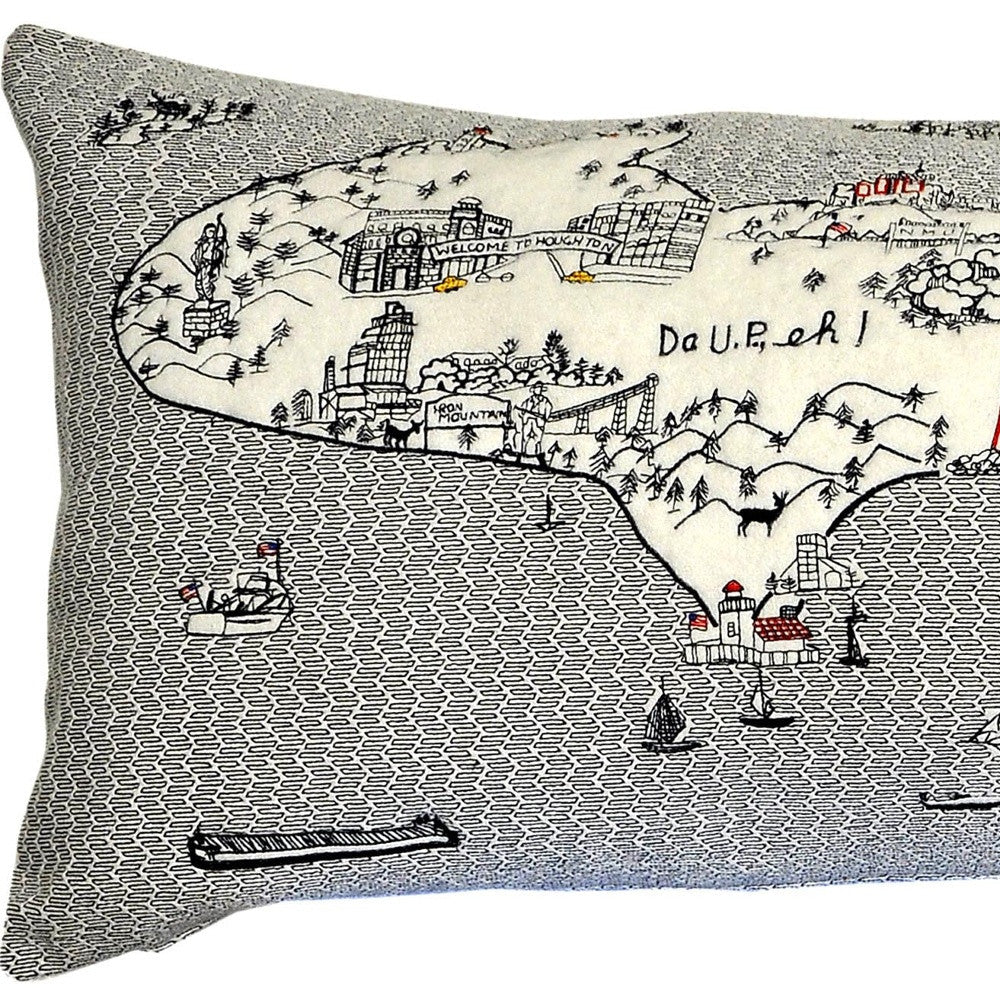 46" White Michigan Daylight Skyline Lumbar Decorative Pillow FurniFindUSA