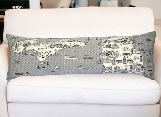 46" White Michigan Daylight Skyline Lumbar Decorative Pillow FurniFindUSA