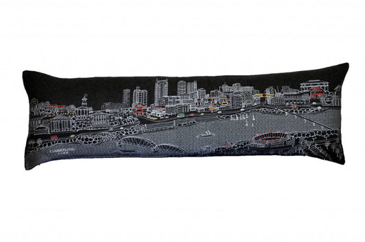 46" Black Nashville Nighttime Skyline Lumbar Decorative Pillow FurniFindUSA